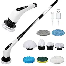 Акумуляторна щітка для прибирання 9в1, зі змінними насадками та USB, Cleaning Brush/Бездротова електрощітка YU227