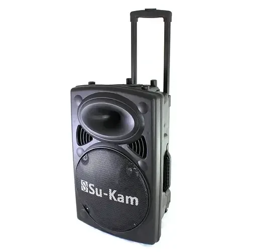 Портативна колонка Su-Kam BT 120D/212D+ 2 мікрофони 300 Вт 7500 mAh black SV227, фото 1