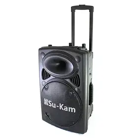 Портативна колонка Su-Kam BT 120D/212D+ 2 мікрофони 300 Вт 7500 mAh black SV227