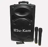 Портативна колонка Su-Kam BT 120D/212D+ 2 мікрофони 300 Вт 7500 mAh black SV227, фото 4