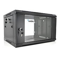Шафа  Merlion 6U, 600*600*367 (Ш*Г*В)мм  загартоване скло, чорна. сталь 1,2мм з замком от DOM-Energy