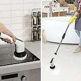 Акумуляторна щітка для прибирання 9в1, зі змінними насадками та USB, Cleaning Brush/Бездротова електрощітка SV227, фото 3