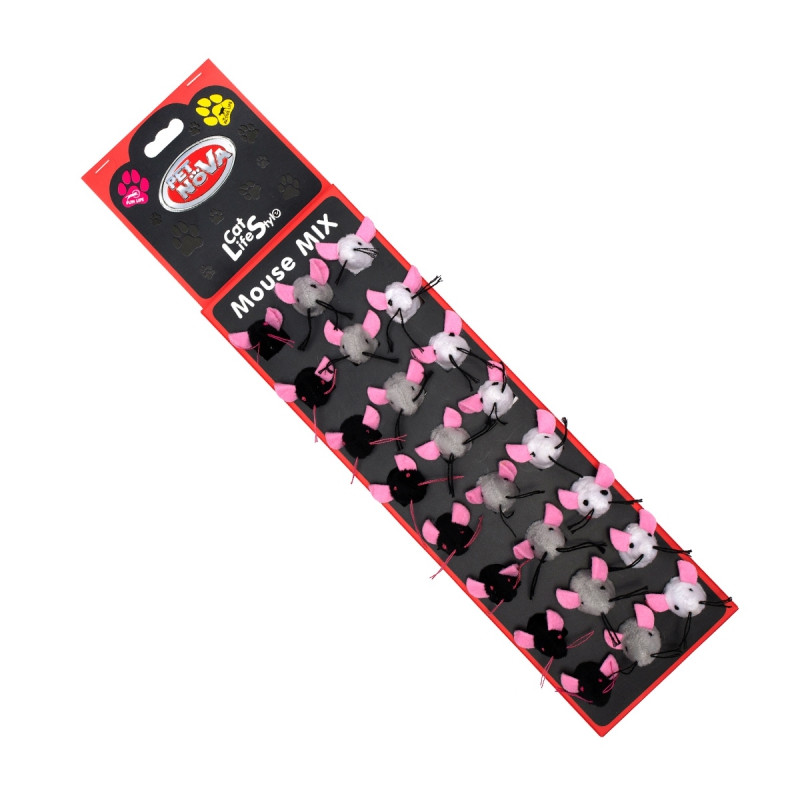 Іграшки для котів Pet Nova Mouse Mix мишки плюшеві 24 шт три кольори