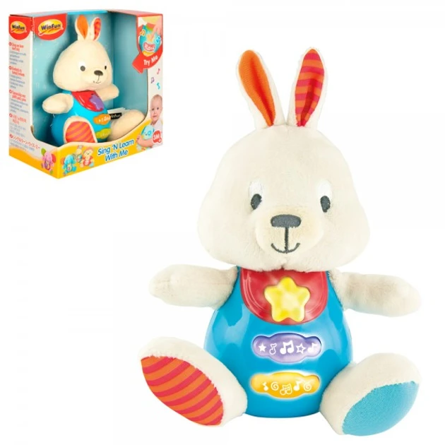 Інтерактивна іграшка Зайчик WinFun (16см, шелест, музика, звук, світло) 0687-NL