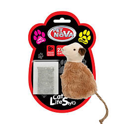 Плюшева іграшка для кота Pet Nova Catnip Mouse3 з пакетиками котячої м'яти