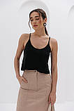 В'язаний чорний топ майка бретелі Україна, фото 4
