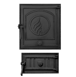Чавунні роздільні дверцята без скла для печі, каміна, барбекю Iron Fire STYLE 35 WG 350x390 + піддувало