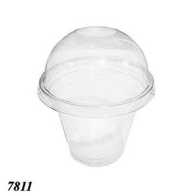 Стакан з купольною кришкою без отвору 250 мл (100шт)