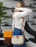 Сумка жіноча Луї Вітон/Louis Vuitton 3 в 1 стиль ЛЮКС бежевий у клітинку, фото 3