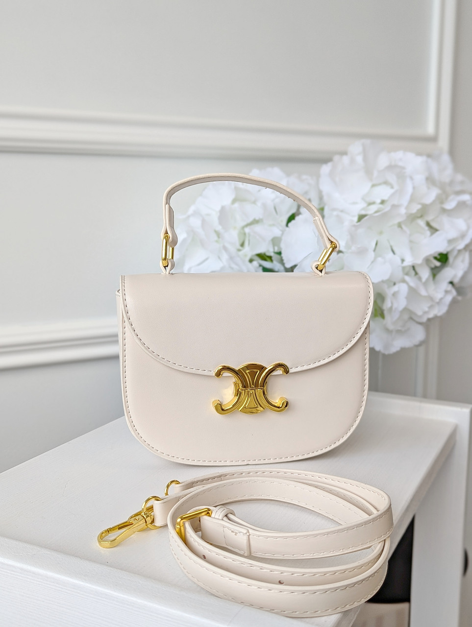 Сумка жіноча Сeline Saddle клатч молочний Селін, фото 1