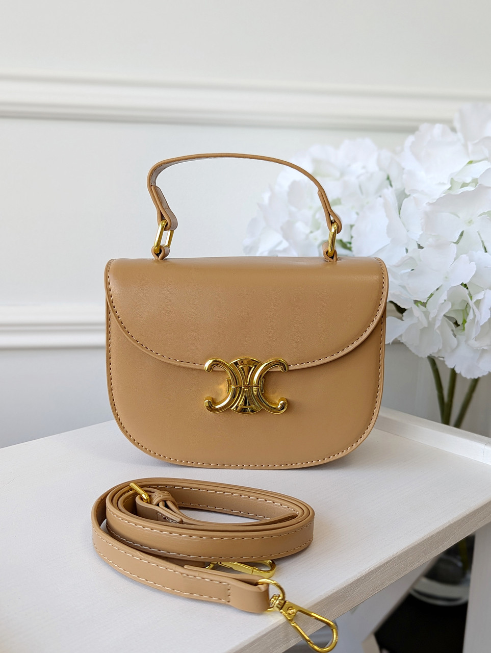 Жіноча сумка клатч Сeline Saddle, бежевий Селін, фото 1