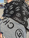 Палантин Chanel  Женский Шарф двухсторонний Шанель черный, фото 4