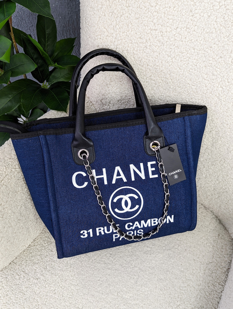 Сумка жіноча шопер Chanel Deauville Large Шанель джинс, фото 1