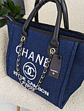 Сумка жіноча шопер Chanel Deauville Шанель джинс, фото 3