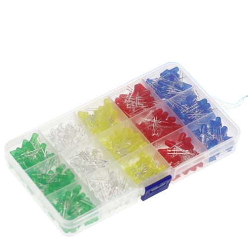 Набір світлодіодів 5мм у коробці, 500шт - 5 видів по 100 шт