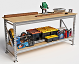 Стіл робочий SN для майстерні 800*878*2680 фарбований зі стільницею з ЛДСП 16 мм і 1 полицею, фото 3