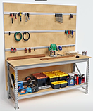 Стіл робочий SN для майстерні 800*878*2680 фарбований зі стільницею з ЛДСП 16 мм і 1 полицею, фото 5