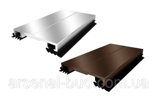 Алюмінієвий профіль кришка, для герметичного накривання стиків, АПК 40 (з ущільнювачем) бронза, довжина 610см, фото 1