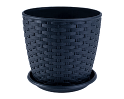 Вазон з підст. "Ротанг" 12*11см. (граніт) 0,9 л