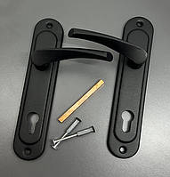 Ручка для деревяних дверей Арико чорна під замок без механізму на планці 85mm під циліндр для вхідних та міжкімнатних дверей