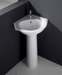 Кутовий умивальник RAK Ceramics Evolution (595х640х840 мм) з ніжкою Білий