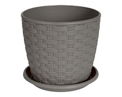 Вазон з підст. "Ротанг" 12*11см. (какао) 0,9 л