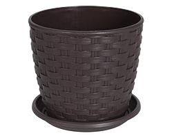 Вазон з підст. "Ротанг" 12*11см. (т.корич.) 0,9 л