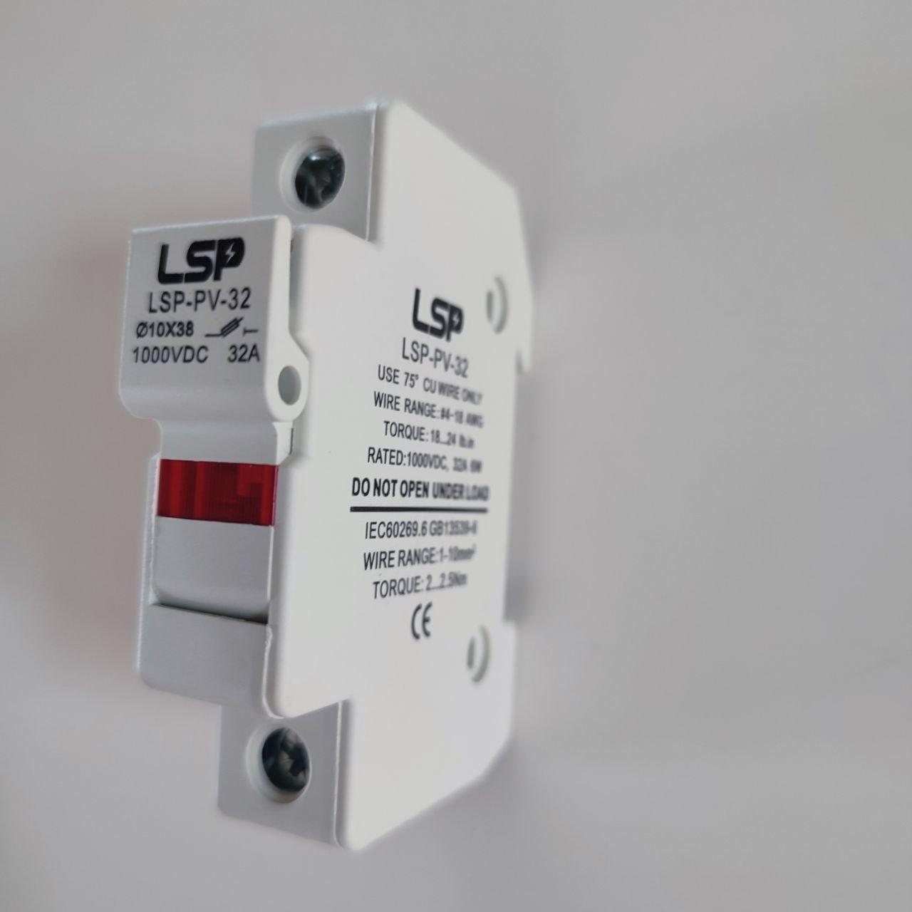 Тримач запобіжника  LSP-PV-32 LED 1P 32A  1000V DC корпус тримача запобіжника CH 10х38 gPV