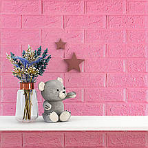 Декоративні 3д панелі для стін що миються Цегла 700х770х5мм Самоклеючі 3 D панелі колір Рожевий, фото 2