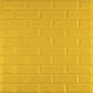 Декоративні 3д панелі для стін що миються Цегла 700х770х5мм Самоклеючі 3 D панелі колір Жовтий