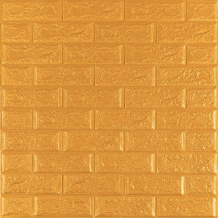 Декоративні 3д панелі для стін що миються Цегла 700х770х5мм Самоклеючі 3 D панелі колір Золото, фото 1