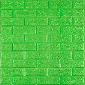 Декоративні 3д панелі для стін що миються Цегла 700х770х5мм Самоклеючі 3 D панелі колір Зелений