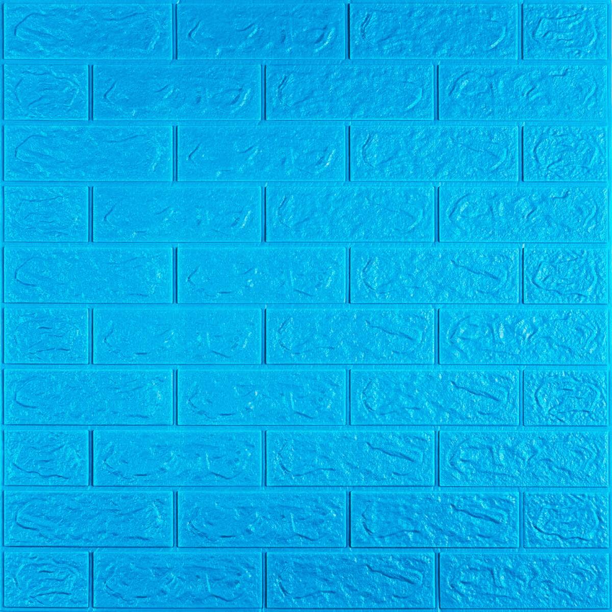 Декоративні 3д панелі для стін що миються Цегла 700х770х5мм Самоклеючі 3 D панелі колір Синій