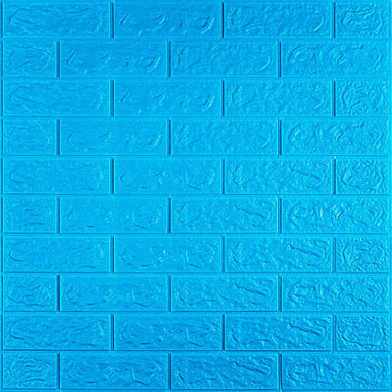 Декоративні 3д панелі для стін що миються Цегла 700х770х5мм Самоклеючі 3 D панелі колір Синій, фото 1