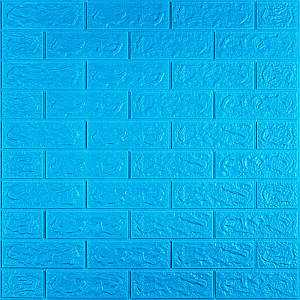 Декоративні 3д панелі для стін що миються Цегла 700х770х5мм Самоклеючі 3 D панелі колір Синій
