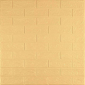 Декоративні 3д панелі для стін що миються Цегла 700х770х7мм Самоклеючі 3 D панелі колір Жовто-пісочний