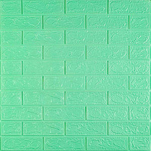 Декоративні 3д панелі для стін що миються Цегла 700х770х7мм Самоклеючі 3 D панелі колір М'ятний