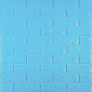 Мийні декоративні 3д панелі для стін Цеглин 700х770х5мм Самоклейні 3 D панелі колір Блакитний