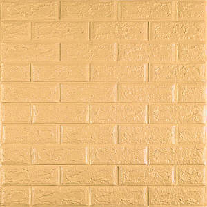 Декоративні 3д панелі для стін що миються Цегла 700х770х5мм Самоклеючі 3 D панелі колір Жовто-пісочний