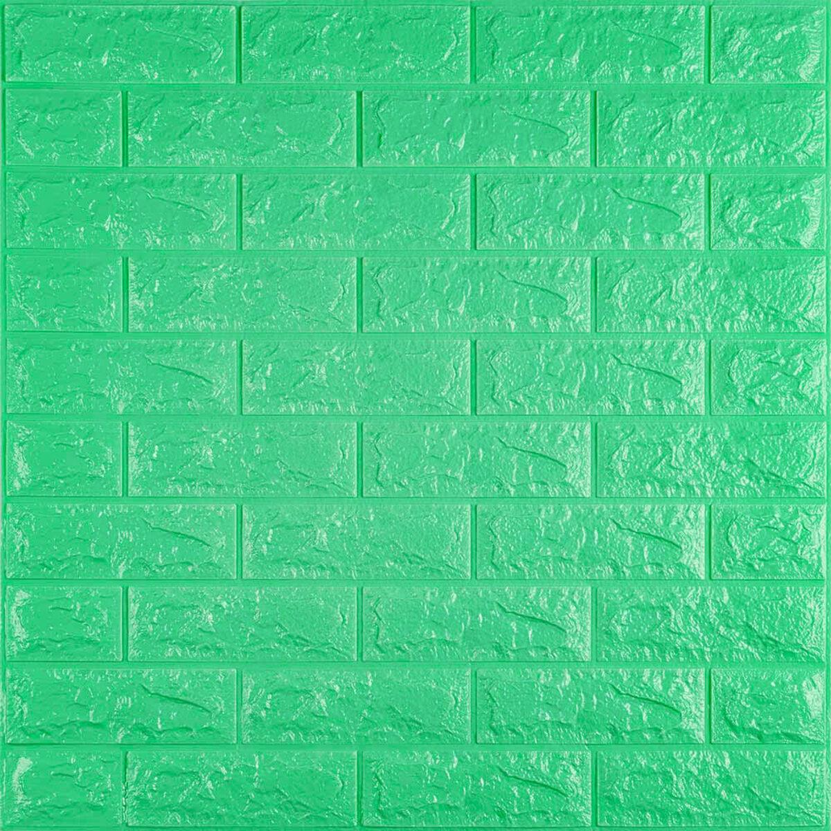 Декоративні 3д панелі для стін що миються Цегла 700х770х7мм Самоклеючі 3 D панелі колір М'ятний