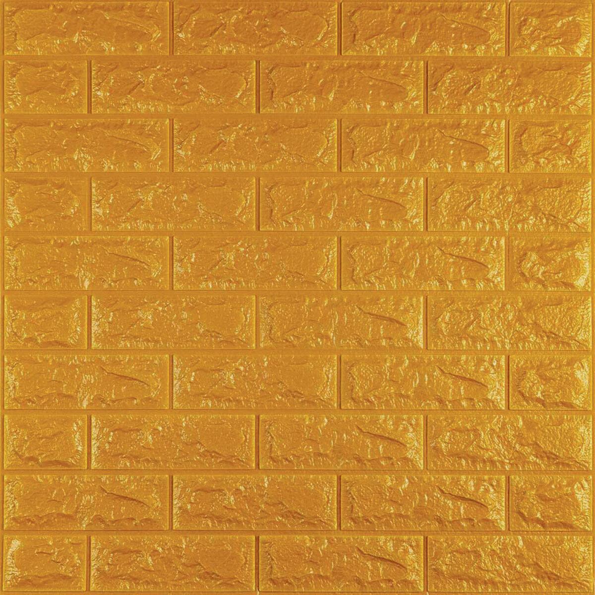 Декоративні 3д панелі для стін що миються Цегла 700х770х7мм Самоклеючі 3 D панелі колір Золотий