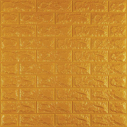 Декоративні 3д панелі для стін що миються Цегла 700х770х7мм Самоклеючі 3 D панелі колір Золотий, фото 1