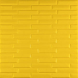 Декоративні 3д панелі для стін що миються кладка жовта 700х770х5мм Самоклеючі 3 D панелі
