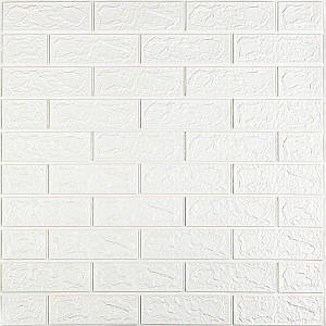 Декоративні 3д панелі для стін що миються Цегла 700х770х3мм Самоклеючі 3 D панелі колір Білий