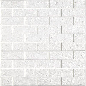 Декоративні 3д панелі для стін що миються Цегла 700х770х5мм Самоклеючі 3 D панелі колір Білий