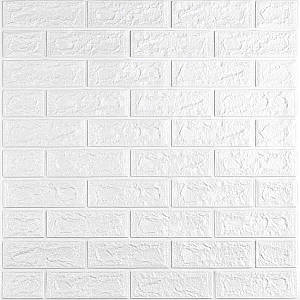 Декоративні 3д панелі для стін що миються Цегла 700х770х5мм Самоклеючі 3 D панелі колір Білий Матовий