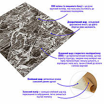 Декоративні 3д панелі для стін що миються культурний камінь Сіра рвана цегла 700х770х5мм Самоклеючі 3 D панелі, фото 3