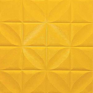 Декоративна настінно-стельова 3д панель що миється жовтий 700х700х8мм Самоклеючі 3 D панелі