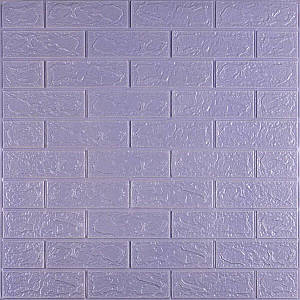 Декоративні 3д панелі для стін що миються Цегла 700х770х7мм Самоклеючі 3 D панелі колір Світло - фіолетовий