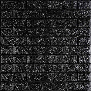 Декоративні 3д панелі для стін що миються Цегла 700х770х7мм Самоклеючі 3 D панелі колір Чорний